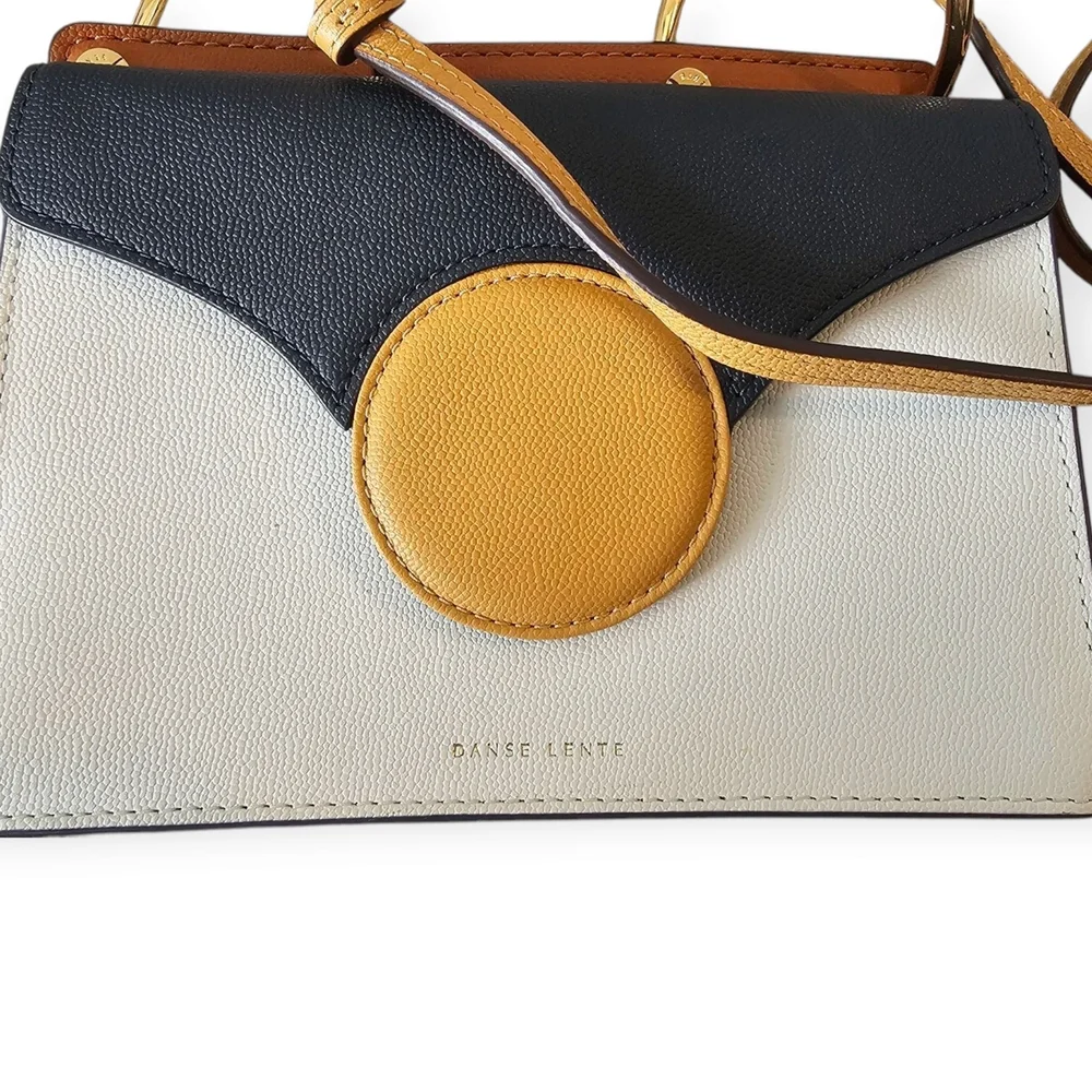 Lente Mini Phoebe Navy & Cream Colorblock Bag with Gold Hardware - Picture 7 of 7